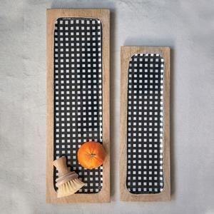 Meilleur plateau ovale en bois émaillé avec base noire brillante et poignées découpées Plateau de service décoratif moderne pour table basse cuisine - Product Image 2