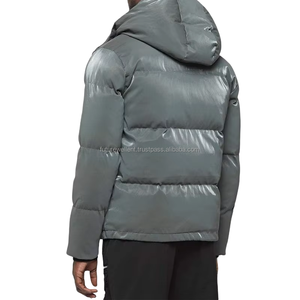 Chaqueta acolchada con capucha térmica brillante para hombre, abrigo de invierno aislado, chaqueta acolchada resistente al agua, fabricante exportador - Product Image 5