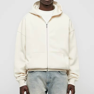 Derniers modèles de sweats à capuche courts 100% coton avec fermeture éclair pour hommes, vêtements de rue, sweats à capuche à fermeture éclair pour hommes taille personnalisée - Product Image 4