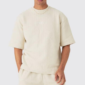 Ensemble de t-shirt et short en tricot 2 pièces graphiques personnalisés en usine pour hommes Ensemble de t-shirts en coton respirant - Product Image 6