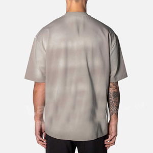 T-shirts Ringer grande taille pour hommes 2026 en gros, 100 % coton tricoté épais, délavé à l'acide, effet vieilli et décoloré par le soleil - Product Image 5