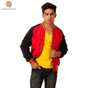 MESS SPORTS High Quality Customized Logo Design Embroidered Wool Sleeves <b>Men's</b> Baseball Varsity <b>Jacket</b> Reversible Windproof - Product Image 2