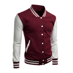 Venta caliente Chaqueta Varsity para hombres Nuevo diseño Chaqueta de color sólido Tela larga CollegeBaseballjacket para hombres DDP Envío - Product Image 4