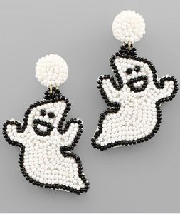 Boucles d'oreilles brodées de perles de rocaille faites à la main de conception de chat d'Halloween haut à la mode avec pierre de diamant de poire boucles d'oreilles créoles à la mode personnalisées - Product Image 5