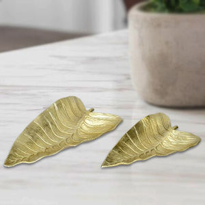 Cuenco DE SERVICIO DE Metal con forma de hoja hecho a mano de fábrica india, artículo decorativo para el hogar para Decoración de mesa de boda - Product Image 3