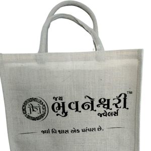 Wholesale Customization New Design Logo Printed <b>Jute</b> Packaging Linen Tote Bags with <b>Ribbon</b> Handle Luxury From India - Product Image 1
