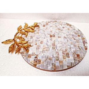 Plateau en nacre noire avec poignées en métal nouveauté décor de table vintage stockage des aliments pour les fournisseurs de restaurant d'hôtel - Product Image 6