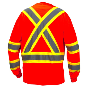 Vêtements de travail haute visibilité à manches longues, t-shirts orange personnalisés, vente en gros, chemise réfléchissante d'hiver pour hommes - Product Image 2