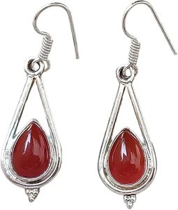 Pendiente de gota para mujer, de cornalina Natural piedra preciosa, pendientes Unisex, joyería hecha a mano para boda de Navidad, pendiente de Plata de Ley 925 - Product Image 2