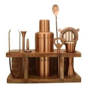 Métal de la meilleure qualité entièrement plaqué or pince couteau ouvre-bouteille et autres articles de bar ensemble avec support de l'Inde - Product Image 4