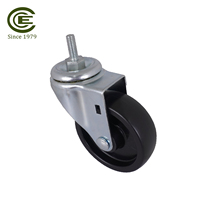 Roulettes pivotantes en acier et polypropylène de 4 pouces avec tige filetée galvanisée 3/8"-16X1"
