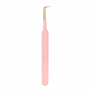 Pinzas Profesionales de Alta Calidad para Extensión de Pestañas, Color Rosa, Punta Curva, Acero Inoxidable, Herramienta de Belleza - Product Image 1