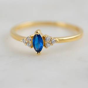 Bague élégante en argent sterling 925 véritable avec pierre précieuse bleue CZ sertie dans un serti clos, de haute qualité, pour femmes, occasions de fête - Product Image 3