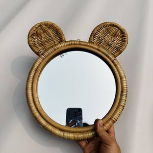 Best Design Art Deco Handmade Bear Tie <b>Mirror</b> Nice Glass Wall Hanging Decoration for Kid's Room Wholesale Manufacturer - Product Image 1