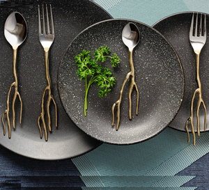 Plume Forme Métallique Poignée Argent Fini Couverts En Métal Ustensiles De Cuisine Salade Serveur À Manger Accessoires Couverts - Product Image 2