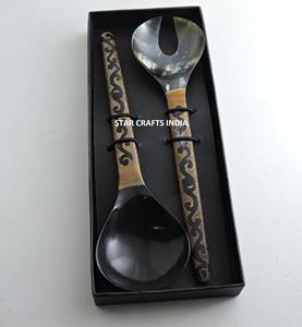 Nouveau design de service à salade en corne Ensemble de service à salade en corne Ensembles à salade en résine pour la décoration de table - Product Image 5