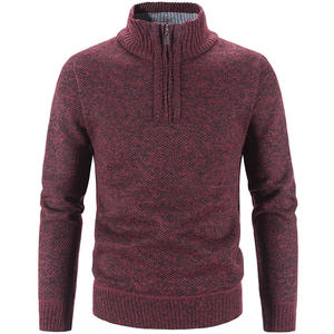 Autumn Winter <b>Men's</b> Solid Color Long Sleeve <b>Turtleneck</b> Zipper Male Pullover Sweatshirt Breathable Outerwear Knitted <b>Sweater</b> - Product Image 5