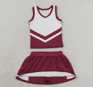 Baby Girls Maroon <b>Gold</b> Stripe Vest Top Skirt Shorts Team Yoga Active <b>Clothes</b> Sets - Product Image 6