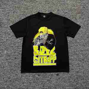 2025 à la mode noir graphique t-shirt pour hommes avec Bold Yellow Boyz The Trapp imprimer élégant décontracté Streetwear mode hommes T-Shirts - Product Image 6