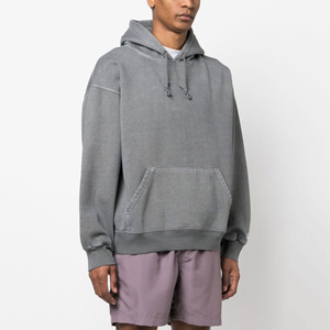 Vêtements d'hiver pour hommes Sweat à capuche thermique OEM Sweat à capuche délavé à l'acide pour hommes Pull-over à capuche délavé à l'acide avec cordon de serrage - Product Image 3
