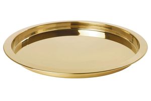 Plateau de service en acier inoxydable fait main de haute qualité avec poignées dorées Article à la vente - Product Image 6