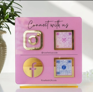 Màu Hồng Acrylic mã QR kinh doanh Phương tiện truyền thông xã hội Đăng đứng thanh lịch hiển thị chủ cho nhà và văn phòng bàn trang trí nội thất - Product Image 4