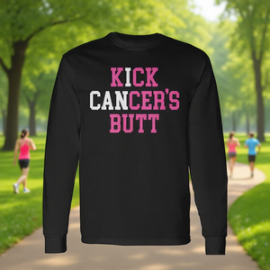 Maglietta promozionale a maniche lunghe I Can Kick Cancer's Butt Cancer Fighter - Product Image 3