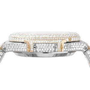 Montre de luxe en acier inoxydable et cuir, entièrement sertie de diamants en moissanite, cadran rond, style hip-hop, pour hommes et femmes, Inde - Product Image 3