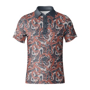 Golf pour hommes de logo personnalisé léger de qualité supérieure pour polo tissu de maillot extensible motif solide imprimé anti-rides pour l'extérieur - Product Image 1