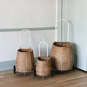 Rattan Wheel Luggy <b>Basket</b> Handmade <b>Woven</b> <b>Baskets</b> With Wheels Wholesale Premium Quality OEM Accept - Product Image 5
