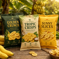 Sachets personnalisés à fermeture arrière pour chips de banane, chips de pommes de terre, emballages de snacks, sacs d'emballage alimentaire imprimés sur mesure