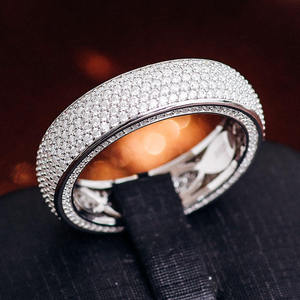 925 Sterling <b>Silver</b> Fully Iced Out Brilliant Moissanite Stones Full Eternity <b>Wedding</b> <b>Band</b> Micro Pave Stacking Hip Hop Men's Ring - Product Image 4
