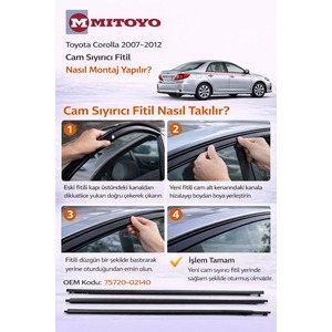Juego de Juntas para Limpiaparabrisas Toyota Corolla 2007-2012, Delantero, Trasero, Derecho, Izquierdo, 4 Piezas, Nuevo OEM 75720-02140 - Product Image 1