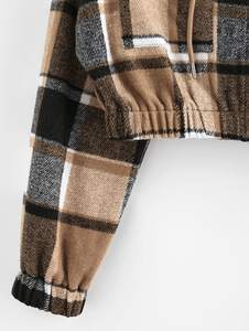 Sweat à capuche en coton avec logo personnalisé pour femmes, sweat-shirt à capuche court zippé décontracté en polaire vierge du Bangladesh - Product Image 2