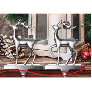 Stylish Metal Double Cast Iron Reindeer Stocking Holder for <b>Christmas</b> Decoration Mantle <b>Christmas</b> Stocking Holder - Product Image 3
