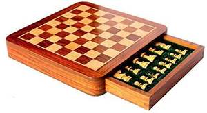 Double wooden chess <b>board</b> with checkers on the reverse side for added play options and family entertainment - Product Image 3