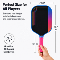 Raquette de pickleball approuvée USAPA, noyau en nid d'abeille de 16 mm, fibre de carbone T700, logo personnalisé, surface rugueuse à haute rotation, grip adhérent