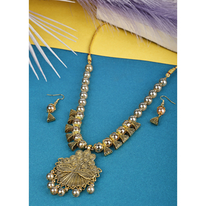Bijoux de mariage dorés oxydés, motif danse, en alliage durable - Product Image 1