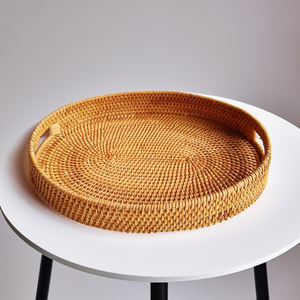 Venta al por mayor de bandejas de mimbre redondas ecológicas hechas a mano de Vietnam SR2030 marco de bambú fuerte bandeja para servir precio de fábrica - Product Image 3