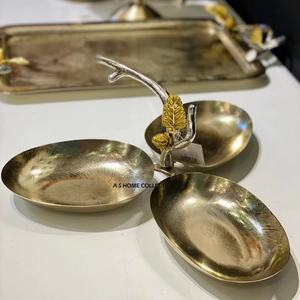 Ensemble de bols de service plaqués argent en forme de feuille luxueux plats artisanaux de haute qualité pour les fêtes d'accueil des occasions spéciales - Product Image 2