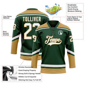 Maillot de hockey sur glace en polyester de haute qualité conception libre impression par sublimation logo brodé maillot de hockey sur glace personnalisé - Product Image 3