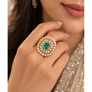 925 <b>Sterling</b> <b>Silver</b> Designer Green Zircon Statement <b>Ring</b> for <b>Men</b> Boho Oval Cut Gemstone <b>Ring</b> - Product Image 2