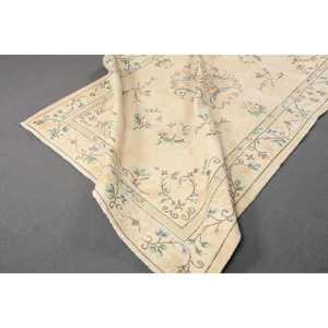 Alfombra Turca Grande de 5.7x8.6 pies, Alfombra Oriental Blanca Vintage - Product Image 4