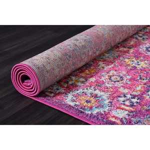 พรมลายดอกไม้สไตล์วินเทจโบโฮ รุ่น 7653-สีชมพู โดยเน็ตไลน์โฮม ขนาด 80x240 ซม. - ดีไซน์หรูหราและประณีตสำหรับตกแต่งบ้าน - Product Image 6