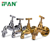 IFAN Haute Durabilité En Laiton Jardin Bavoir Robinet Placage Eau Bibcock En Laiton 1/2 "Extérieur En Laiton Bibcock Robinet