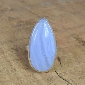 แหวนอาเกตลูกไม้สีฟ้า925อัญมณีเงินสเตอร์ลิงเครื่องประดับรูปลูกแพร์เครื่องประดับทำด้วยมือของขวัญสำหรับคริสต์มาส - Product Image 1