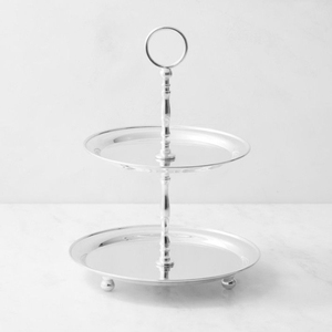 Classic Round Metal Serving Stand 2 Tier Stainless Steel <b>Cake</b> Stand With Handle For <b>Wedding</b> Birthday & Party Dessert Display - Product Image 4