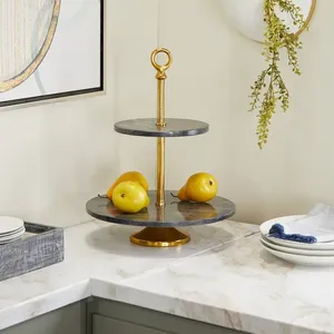 Ensemble de 3 supports à gâteau et à dessert ronds en or rose poli Qualité supérieure Différentes tailles Supports à gâteau et à dessert en métal