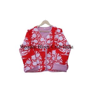 Chaqueta de Algodón Acolchada Hecha a Mano en India, con Detalle de Botones, Estilo Vintage para Fiestas, Invierno/Otoño/Primavera, Jaipuri, Venta al Por Mayor - Product Image 1