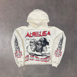 Sweats à capuche pour hommes Sweats à capuche imprimés graphiques noirs avec manches Design Streetwear Hip Hop Pull Sweat à capuche Logo personnalisé OEM - Product Image 3